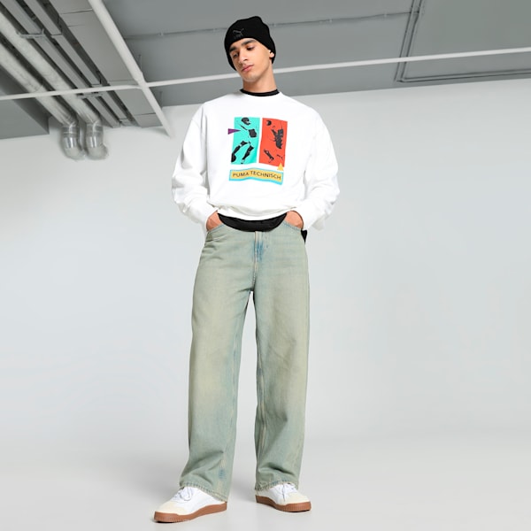 GRAPHICS "Technisch" Men's Relaxed Fit Crew-Neck Sweatshirt, PUMA White, extralarge-IND